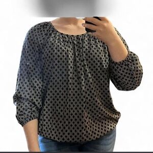 Michael Kors NWT Black and White Diamond Print Blouse